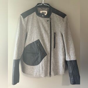 Weekday, size small, Gray and Black Biker Jacket, wool blend, Nikita mix
